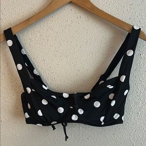 Victoria Secret Black and White Polka Dot Bikini Top Size 34DD
